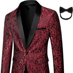 Men's 2 Piece Floral Tuxedo Jacket Paisley Shawl Lapel Suit Blazer/Jacket/Pants